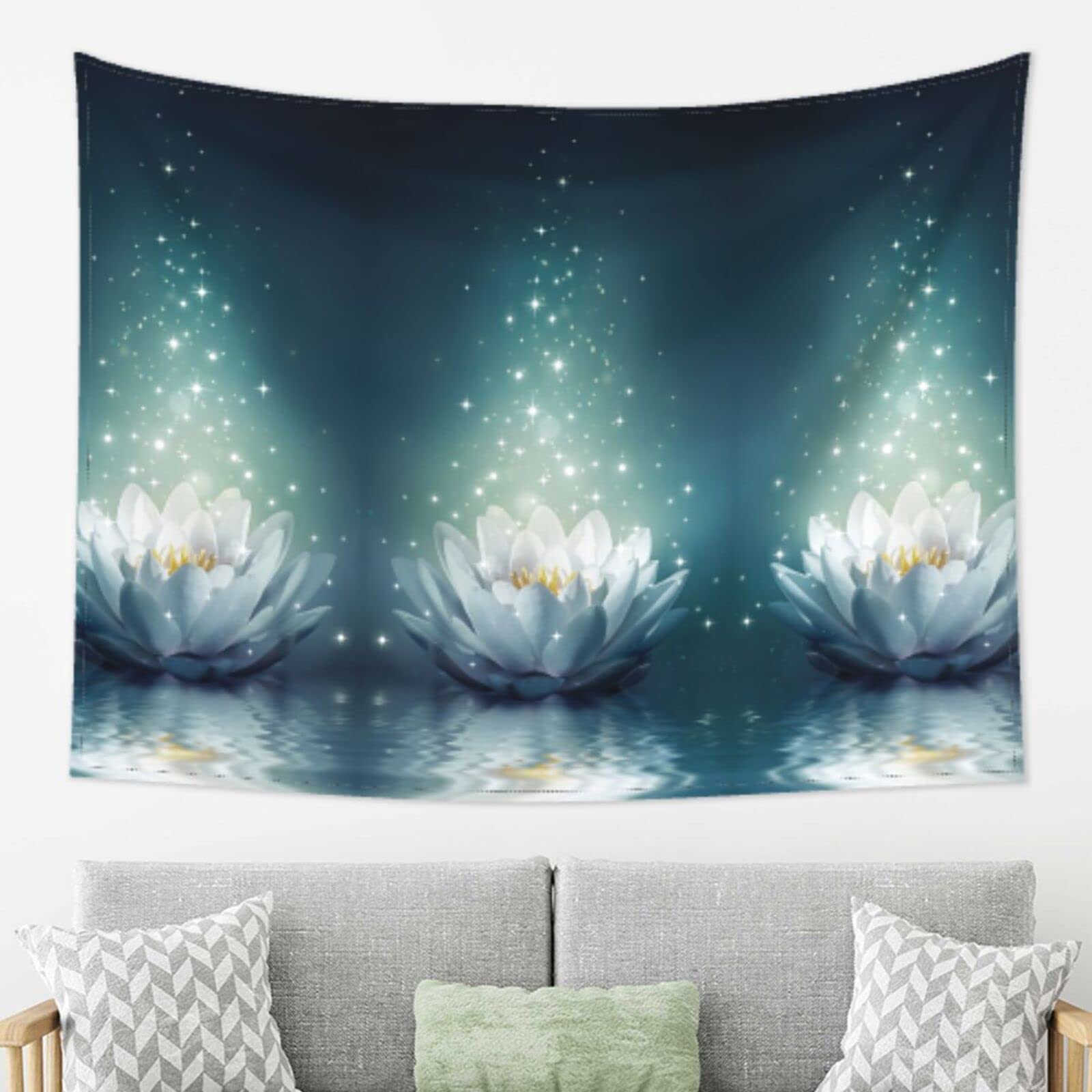 Arazzo Da Appendere Alla Parete Con Fiori Di Loto Per Soggiorno, 152,4 X 129,5 Cm, Arazzo Per Camera Da Letto, Decorazione Per La Casa, Arazzi Da Appendere Alla Parete, Coperta Da Parete