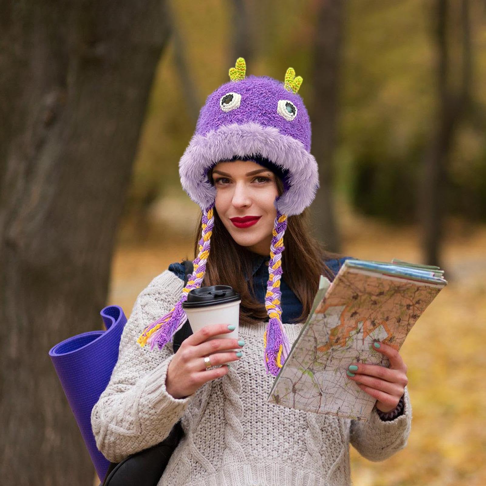 Amazon.co.jp: ぬいぐるみ冬の帽子,イヤーフラップ付きの暖かい手作り