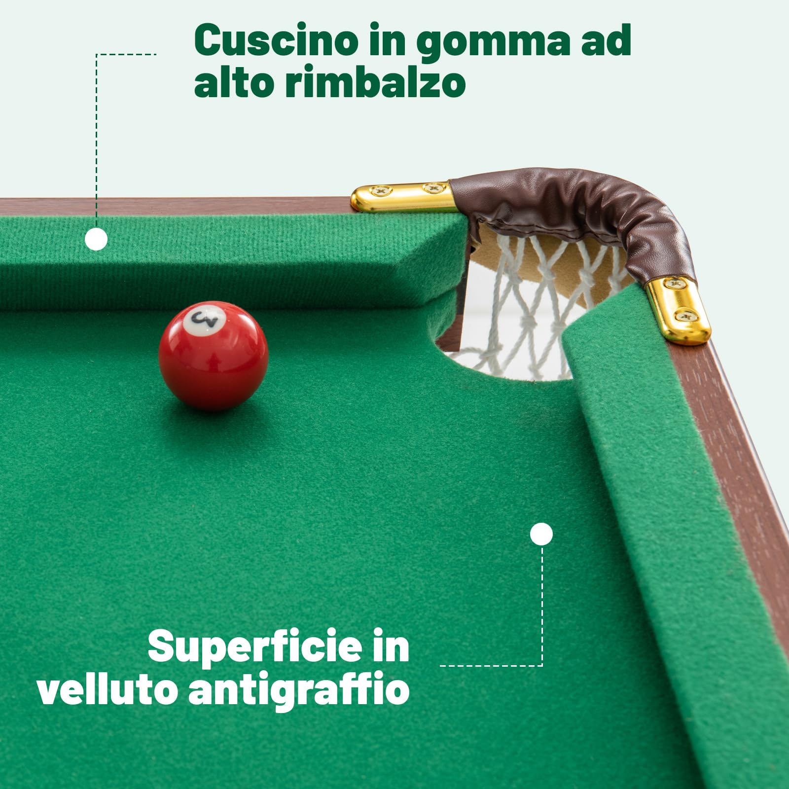 COSTWAY Set Tavolo da Biliardo Pieghevole, Tavolo da Gioco Biliardo Portatile con Livellatori Regolabili per Piedi, 2 Stecche 2 Gessi 16 Palline Spazzola, per Giochi in Famiglia Bar, 138x67x79,5 cm