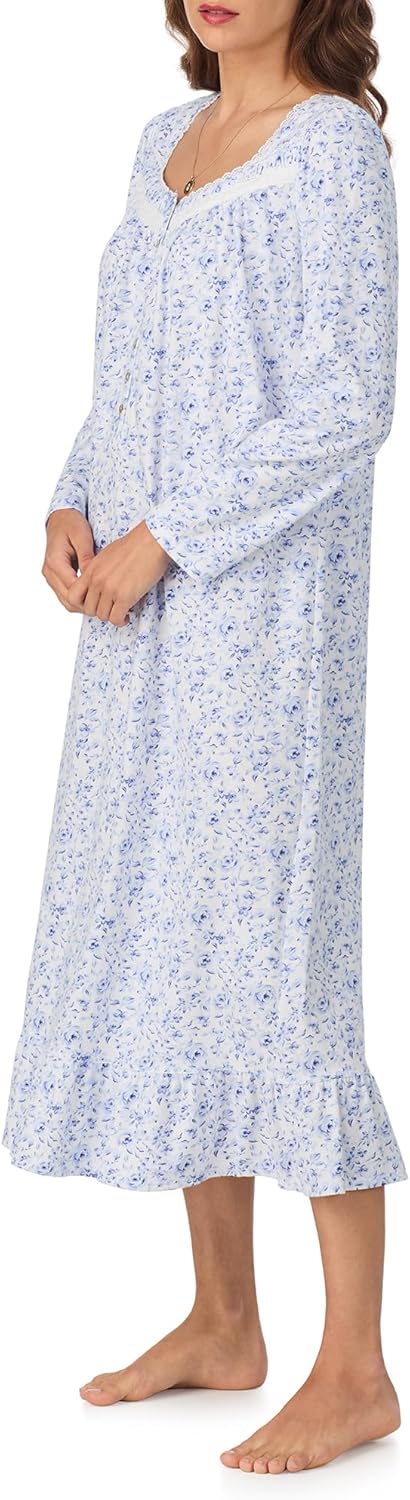 Eileen West womens Cotton Peached Jersey Knit 48" Long Long Sleeve Nightgown - Image 2