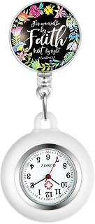 1-3 Pack Retractable Nurse Watch Clip On with Secondhand Stethoscope Lapel Fob Doctor Nurse Watch Flower Vintage Silicone Cover for Women and Men