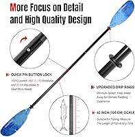 Vista 3 de Remos de kayak para pescadores, remo de aluminio con palas de plástico y correa de remo, remos flotantes ajustables para kayak de pesca, 3 piezas