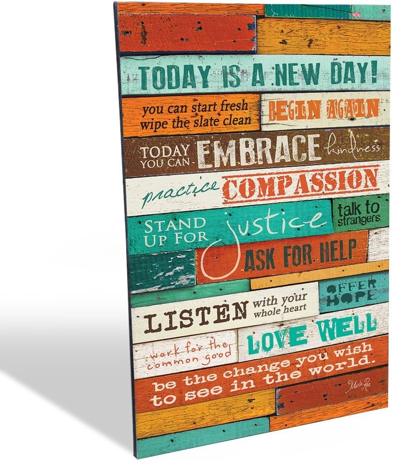 Marla Rae Mother's Day Gift - Inspirational Quotes Wall Art - Today Is a New Day 12 x 18