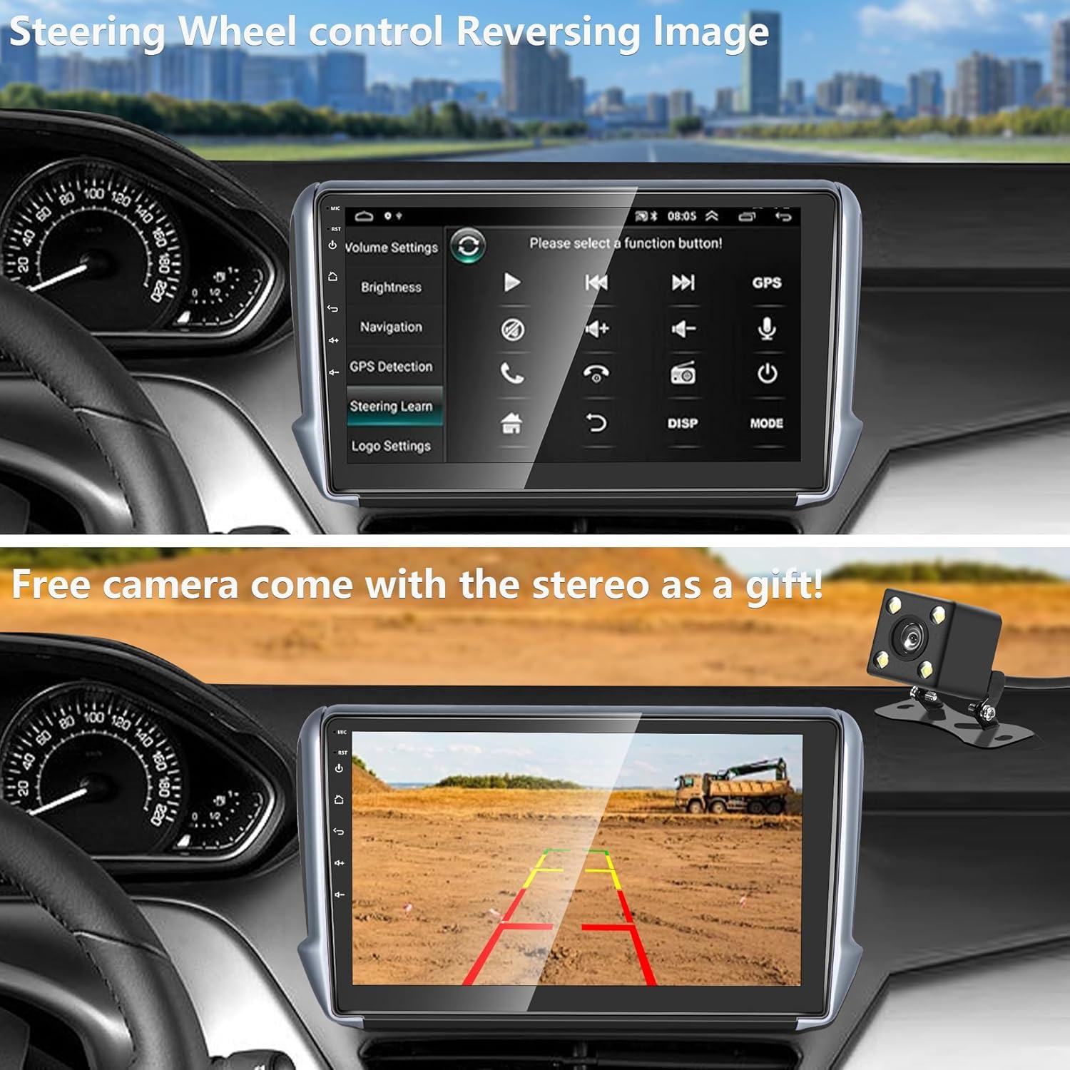 Autoradio Peugeot 208/2008 2012-2018 Wireless Carplay&Android Auto | 10.1" Écran Tactile avec Navigation GPS/caméra de recul/Bluetooth/WiFi/Miror Link/MIC/FM/SWC