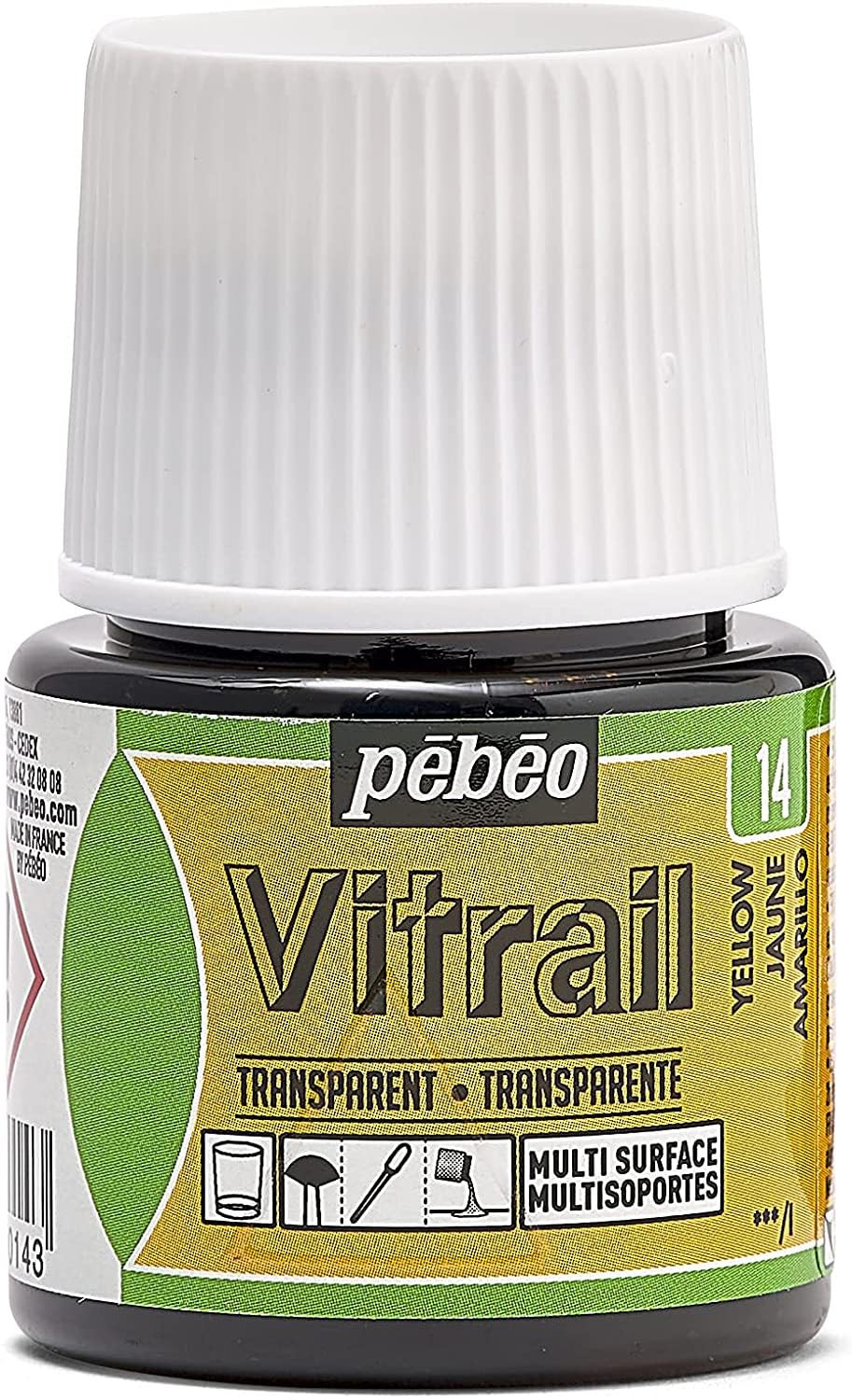 Pebeo Vitrail Stained Glass Effect Glass Paint 45-Milliliter Bottle, Yellow,Yellow, 050-014 โ image 1