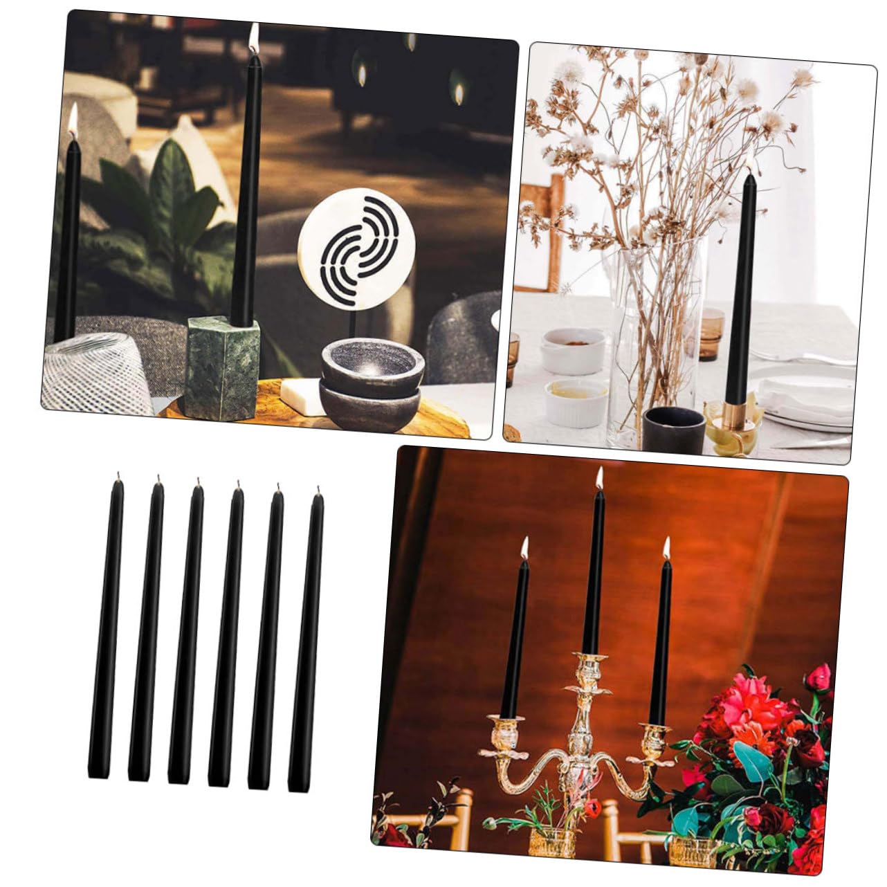 Cabilock Set Di 6 Candele Coniche Alte 25 Cm in Paraffina Nera Decorazione Per La Tavola Ideali Per Matrimoni Feste E Per Creare Latmosfera Giusta Per La Casa.