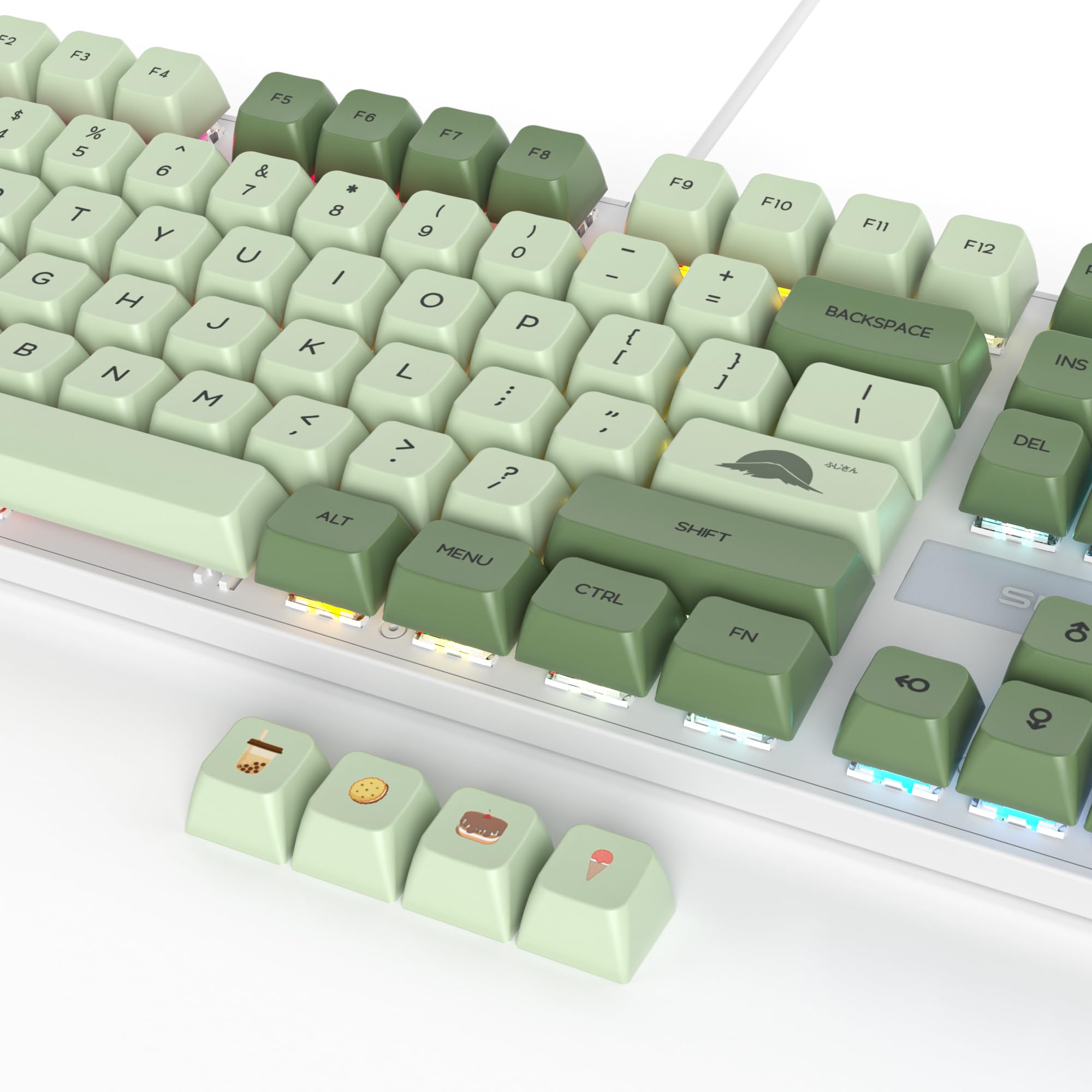 Sólido teclado mecánico para juegos de tamaño completo, diseño QWERTY Matcha Verde,con cable USB 104 teclas retroiluminado RGB con teclado numérico,teclado mecánico NKRO para Windows PC Gamer(104