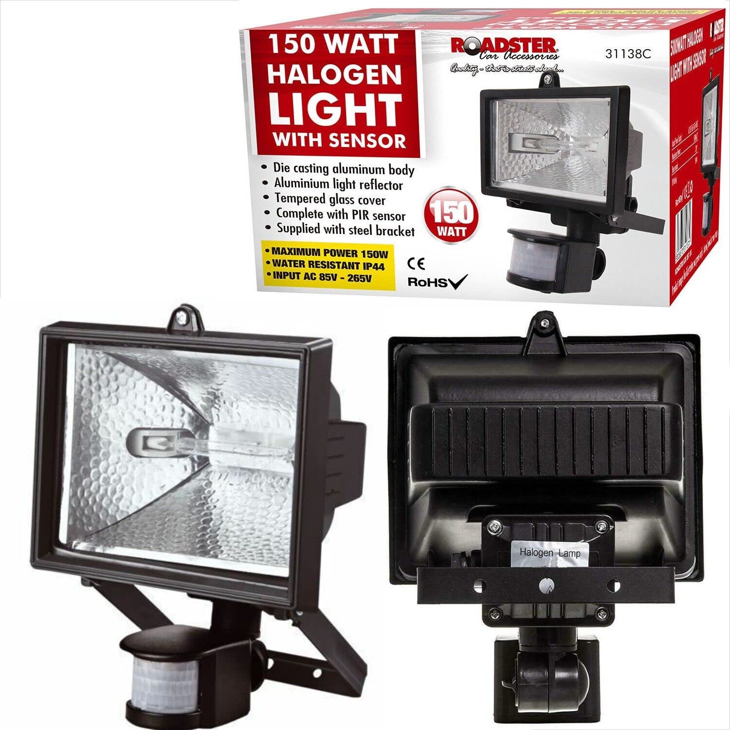 Sizi 150W Outdoor Security Light with Motion Sensor Floodlight with PIR Halogen Flood Light Flood Light Wall Waterproof Garden Bulb