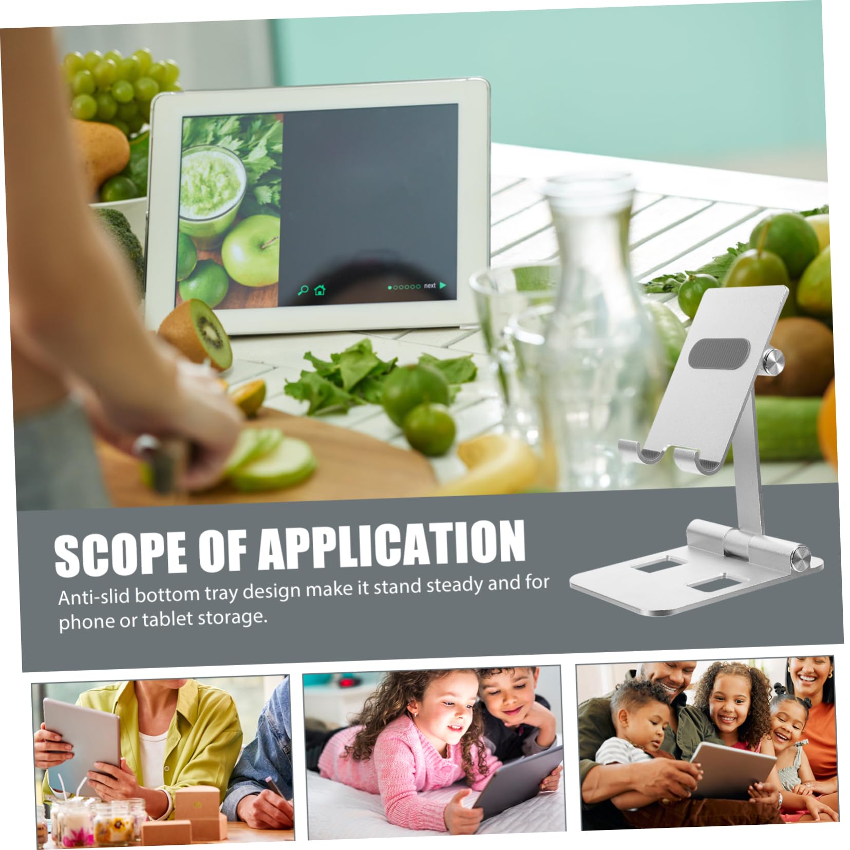 1pezzi Supporto Da Scrivania Per Smartphone e Tablet Pc Alluminio Design Multifunzionale Per Ufficio e Casa