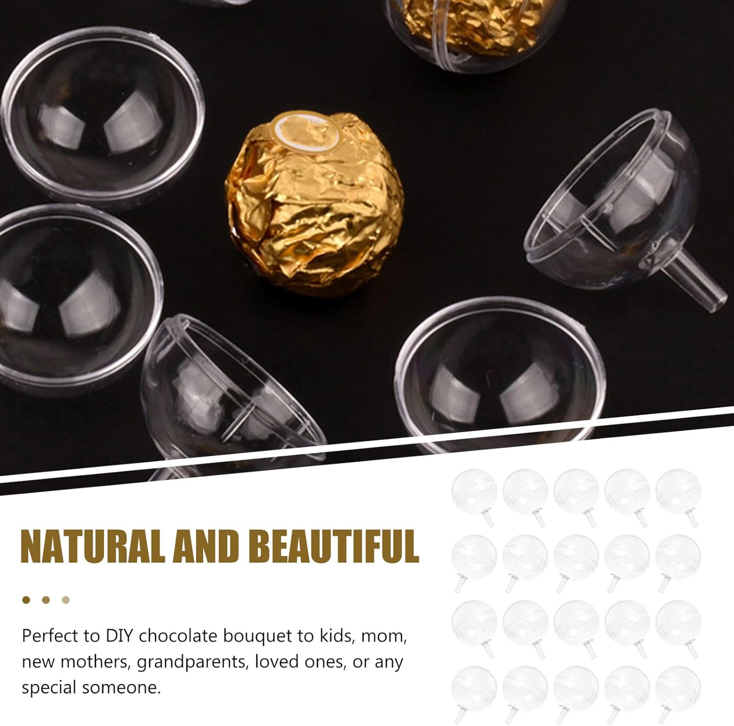 OUNONA Chocolate Candy Packaging Box round Chocolate Holder Plastic Candy Wrappers Party Wrap 100 Pieces Set