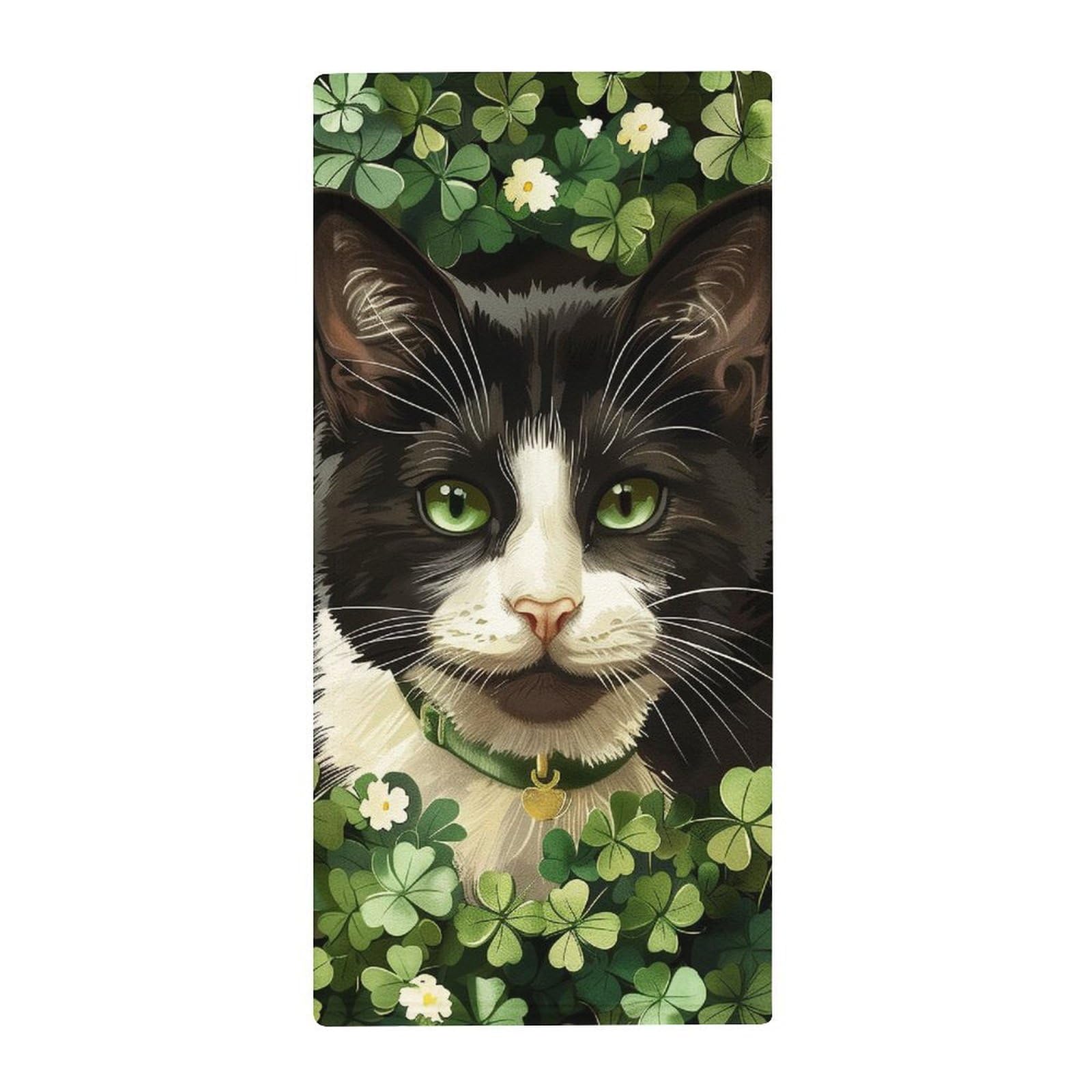 MoBlinko Cat St Patricks Day Hand Towels for Bathroom 14 X 28 in Tuxedo Cat Green Clover Absorbent Face Towels Soft Hand Towel for Kitchen Bathroom Hotel Yoga