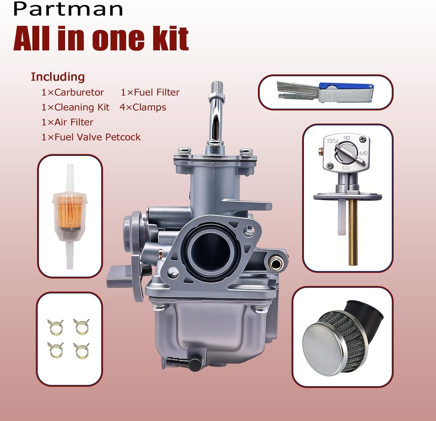 Partman Carburetor YFM80 Compatible With Yamaha Raptor 80 YFM80R YFM80 YFM50 ATV Quad Carby 2002-2008 Carb with Filter
