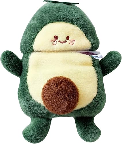 Funda peluda SGVAHY para AirPods 1 y 2, diseño divertido de dibujos animados en 3D, diseño de aguacate verde suave y cálido, funda esponjosa con