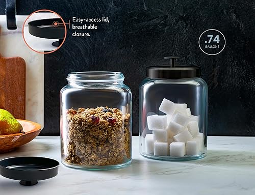 Vista 15 de KooK Contenedores de almacenamiento de vidrio con tapas, 1 galón, juego de 2, recipiente de vidrio, tarro de lavandería, tarro de cocina