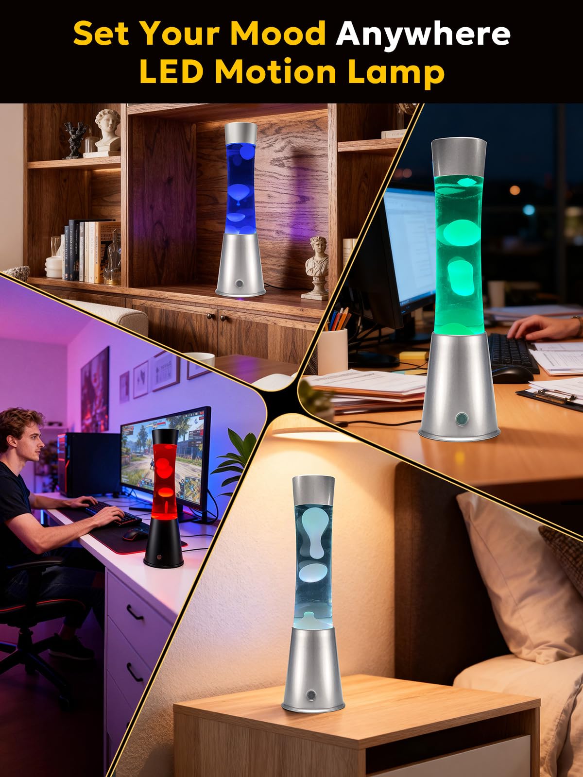 AONESY Große Lavalampen mit Fernbedienung 15.5 inch LED 17 Farbwechsel Timer