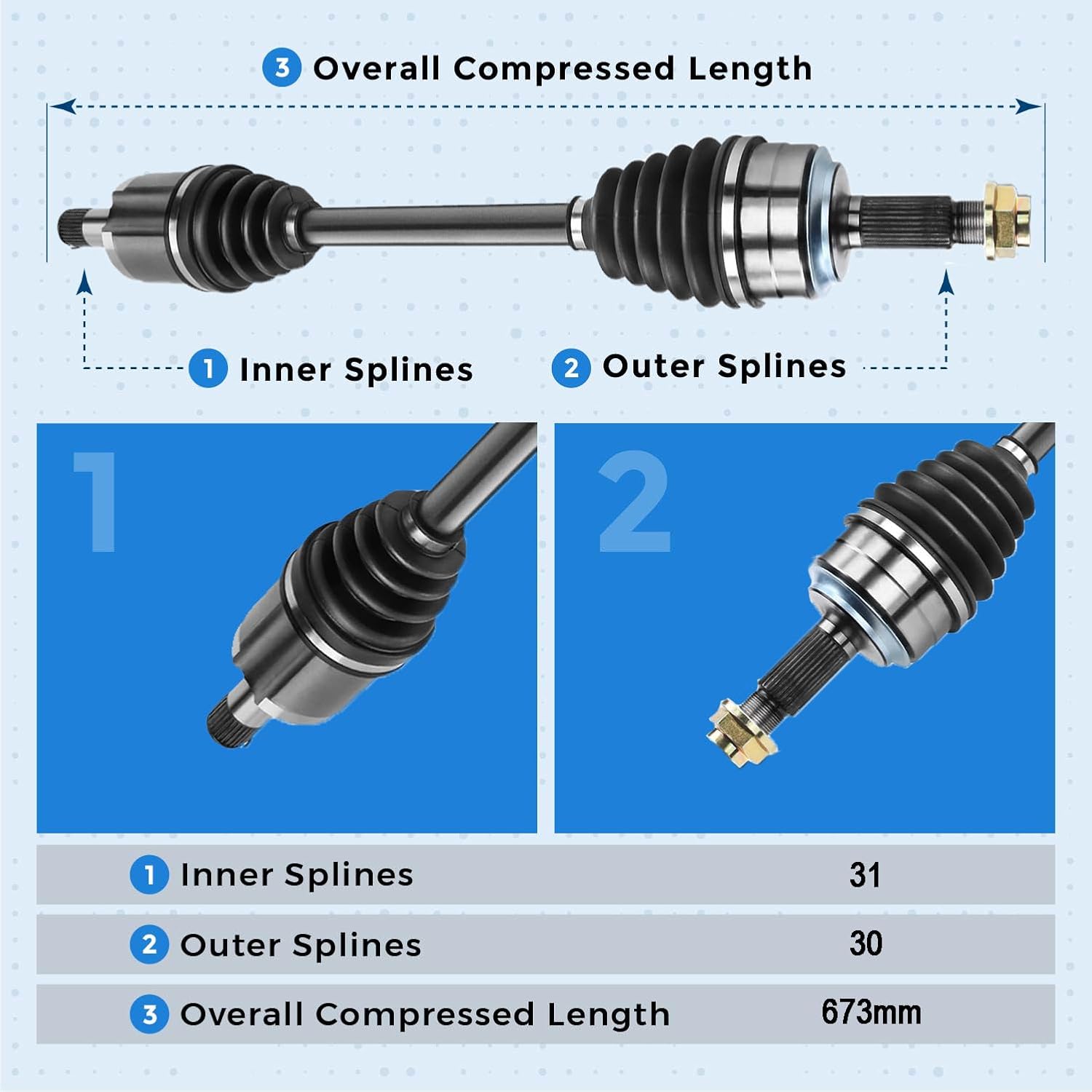 Front Left Driver Side CV Axle Drive Shaft Assembly for 2013-2017 Honda Accord for V6 3.5L w/Automatic Transmission