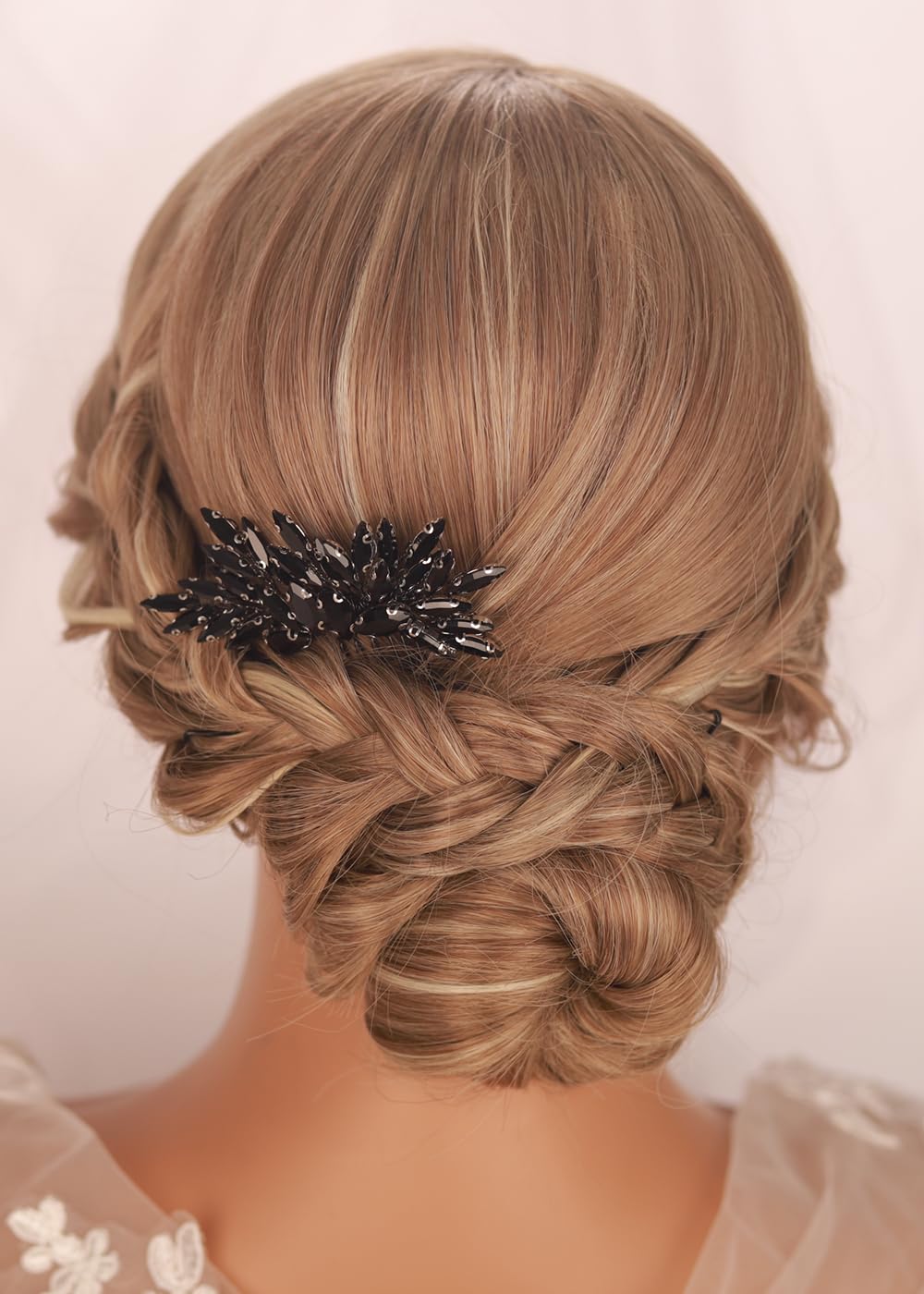 Kercisbeauty Dainty Black Rhinestones Beads Hair Comb for Women Girls Cute Handmade Jewelry for Prom - Image 2