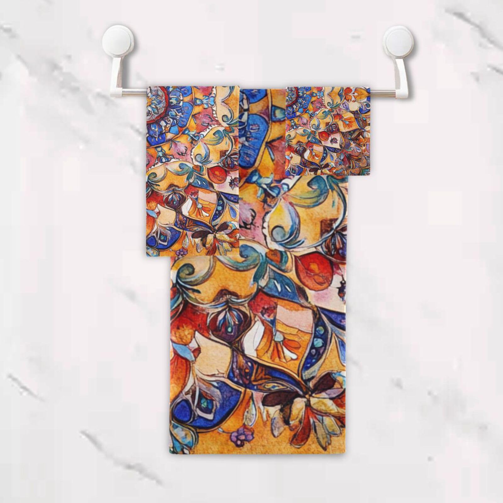 Bohema wzór boho vintage mandala czyszczenie ręczników do twarzy zestaw 3 sztuk, 1 ręcznik kąpielowy 1 ręcznik do rąk 1 myjka do kuchni łazienki jogi siłowni