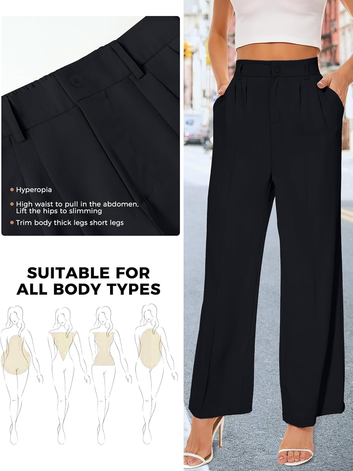 Buauty Straight Wide Leg Dress Pants for Women Black - Image 5