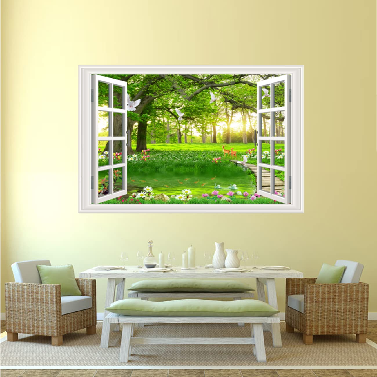 Peel & Stick Ocean View Wall Sticker – Fake Window Decal For Living Room, Bedroom, Or Office (Moon Beach Design) - View #4