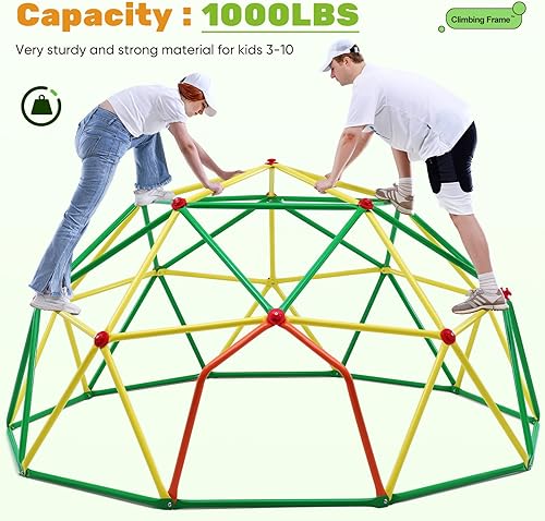 Miniatura 4 de Zupapa Cúpula de escalada de 10 pies, escaladora geométrica para exteriores de 10 pies para niños de 3 a 10 años, soporta 1000 libras, fácil