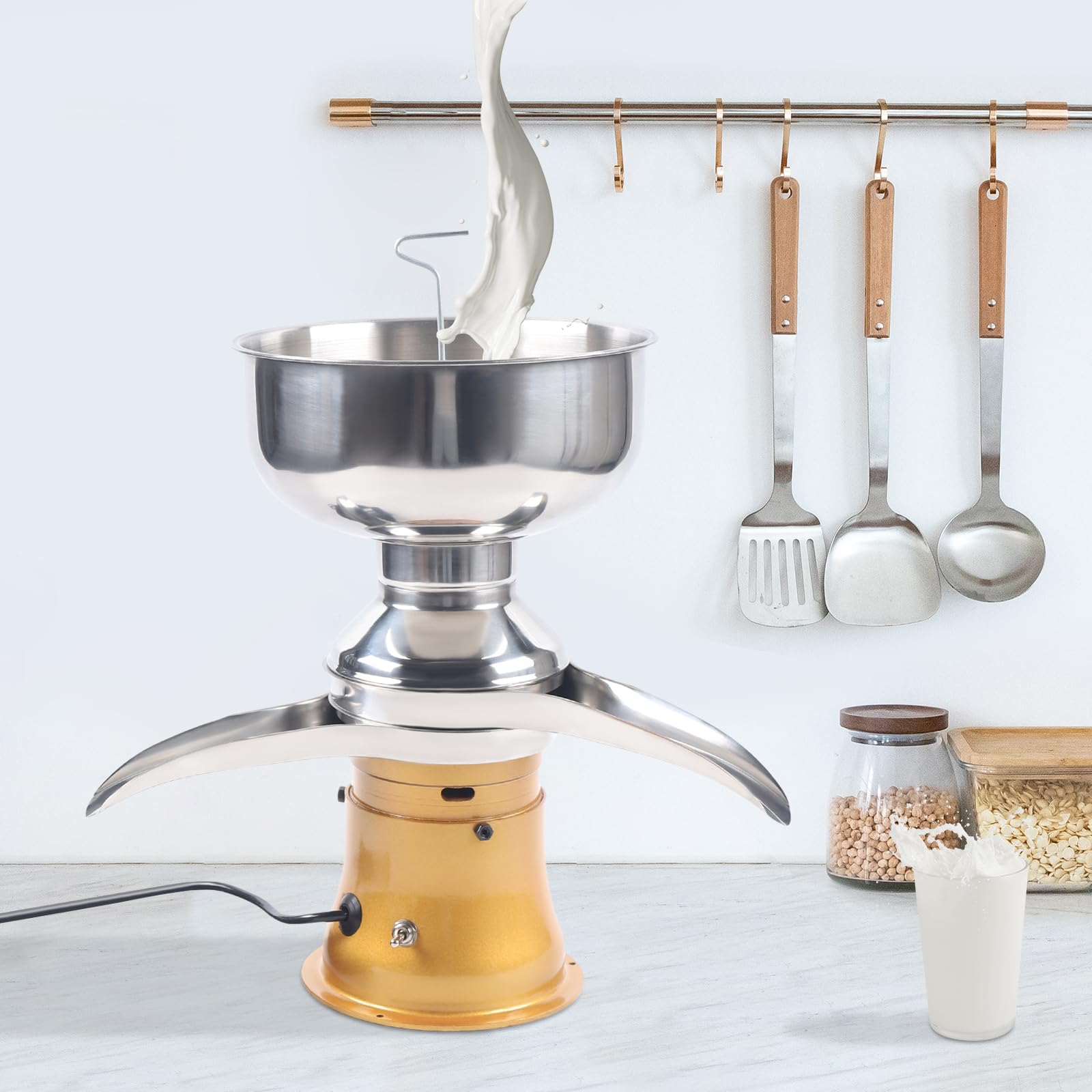 Centrifugeuse à lait électrique haute performance 50 l/h - Séparateur de lait professionnel pour crème, fromage et maison (acier inoxydable) - Avec 3 tamis et nettoyage automatique