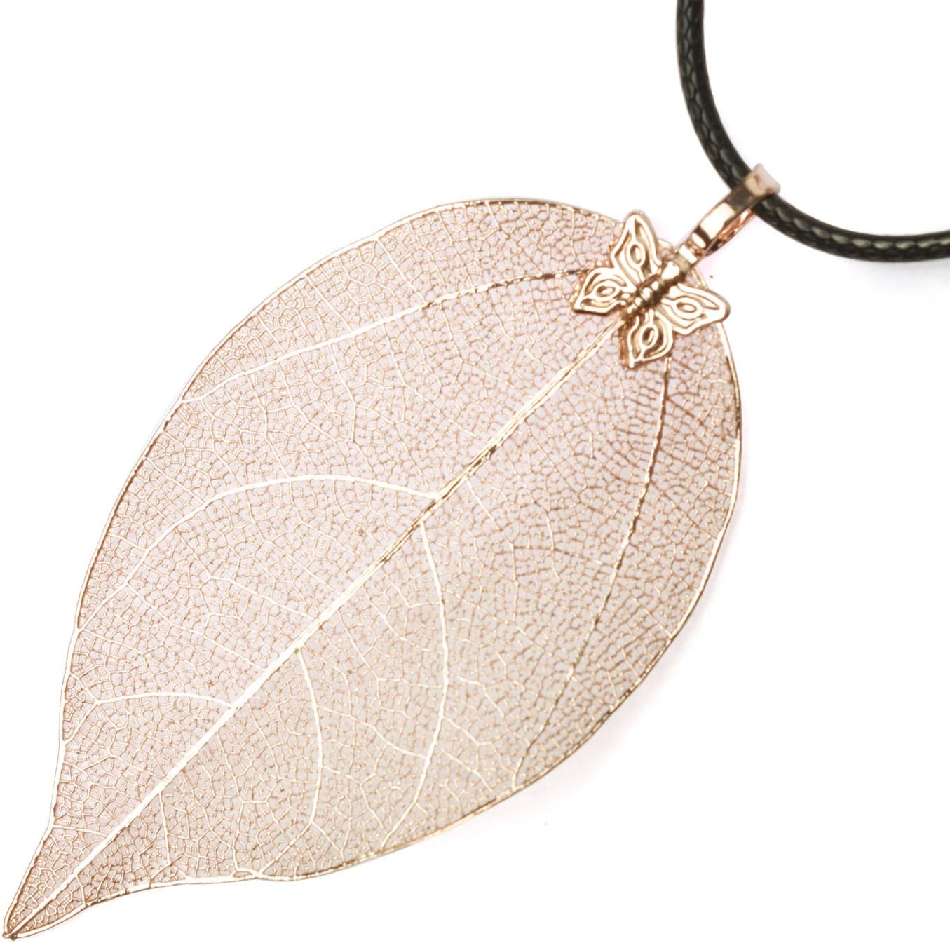 Silver Myth Plated Natural Leaf Pendant Necklace