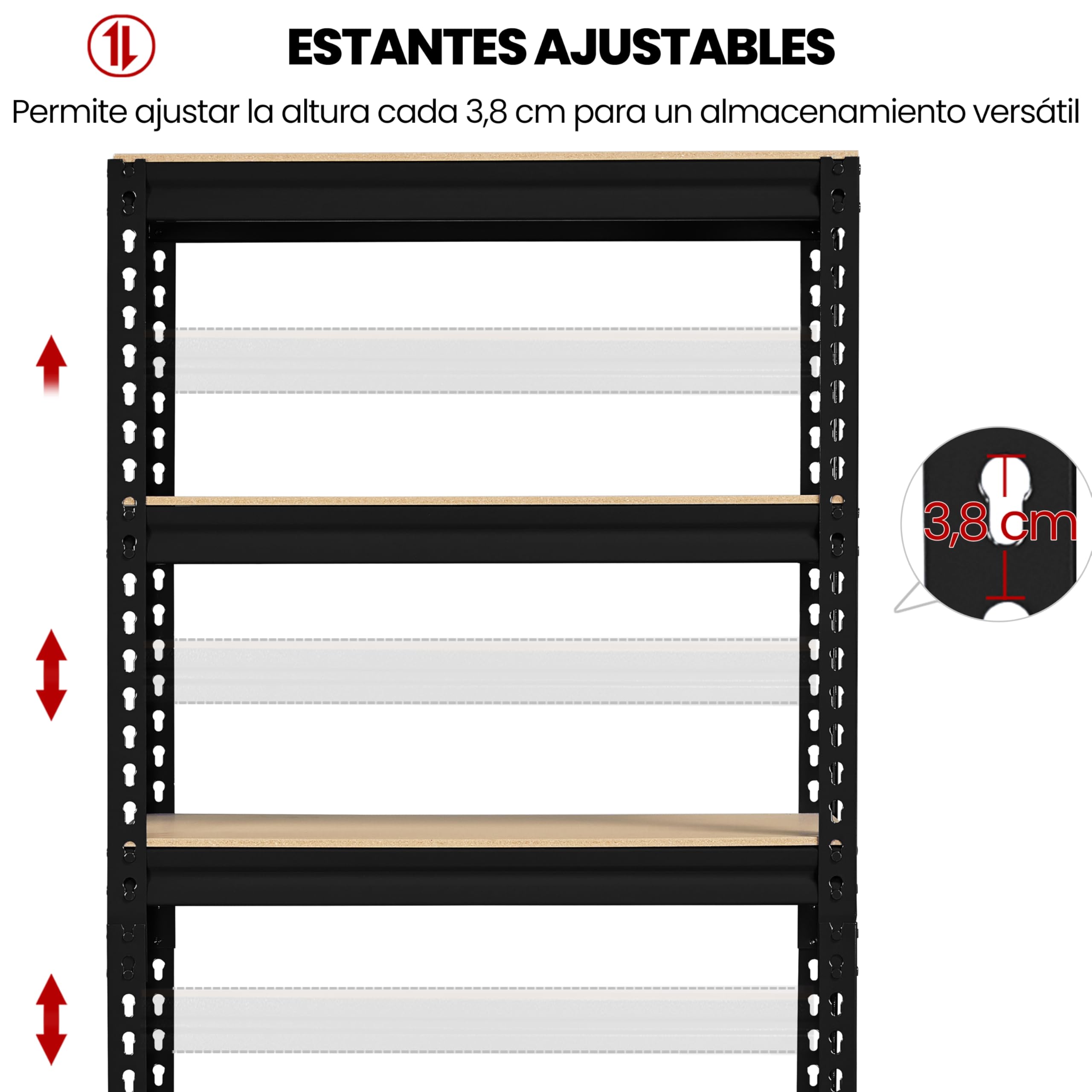Yaheetech Scaffale Metallo Garage 70×30×150 cm Scaffalatura di Stoccaggio a 5 Ripiani Regolabili Montaggio Facile Senza Bulloni Portata 130 kg per Ripiano per Magazzino Cantina Officina Nero