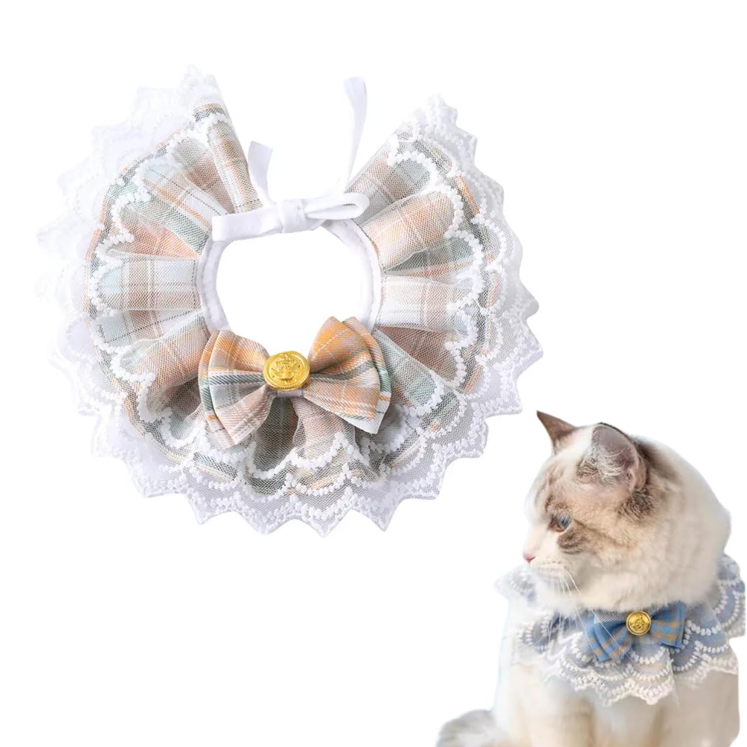 Western Era's Opulent Cat Couture: Elevate Your Cat's Style with The Elegant Fabric Collar Featuring a Delicate Bow Accent, Perfect for Special Occasions, Photoshoots, and Events (Medium)