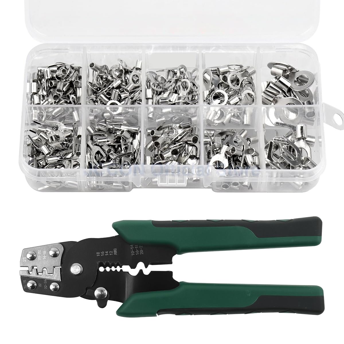 Serplex® 320Pcs Wire Terminals Connectors with Electrical Crimping Tool, Non Insulated Ring Terminals & Fork Terminals Assorted Sizes Wire Terminals Universal Electric Wiring Tools-image-8