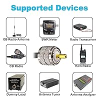 Vista 4 de Cable coaxial CB, cable coaxial RG58 de 25 pies, cable PL259 macho a macho + adaptador SO239 hembra a SMA/UHF/BNC, paquete de 4 unidades para antena