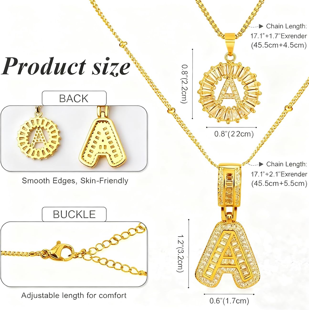 Initial Letter Necklaces 14K Gold Plated Layered Custom Name Necklace Set Zirconia Chain Letter Pendant for Women - Image 3