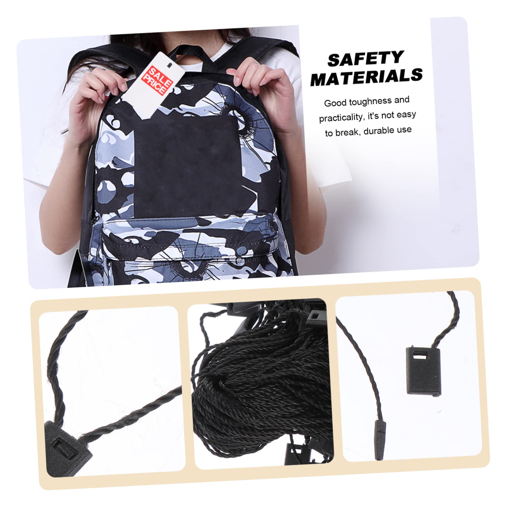 KICHOUSE 1000pcs Sling Tag Snap Lock Garment Tag Rope Premium Tag Ropes Bag Seal Lock Cord Clasp Garment Label Fasteners Craft Showing Fastener Hanging Tag Snap Labels Black Plastic