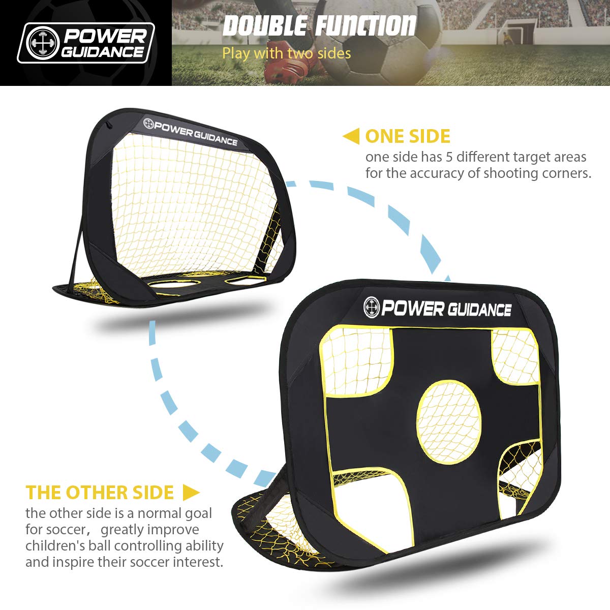 Buy POWER GUIDANCE Foldable Soccer Goals for Backyard, 2 in 1 Portable