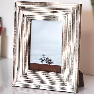 UHUD CRAFTS 4x6 3D Lining Design Solid Rectangular Wood Picture Frame Farmhouse Rustic Vintage Distressed Picture Frame for Table Top Display and Wall Hanging, 26L x 20W Centimeter