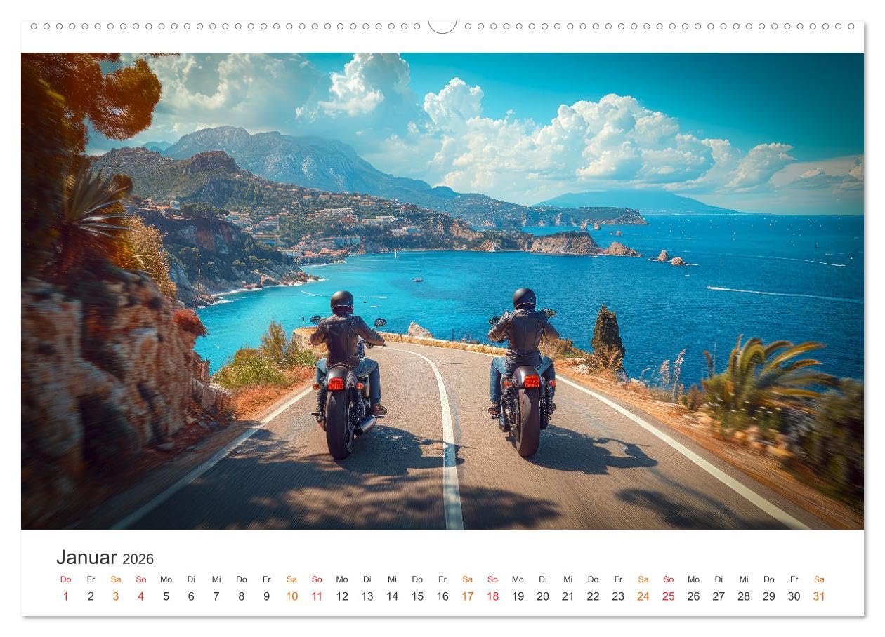Motorrad tolle Momente (hochwertiger Premium Wandkalender 2026 DIN A2 quer), Kunstdruck in Hochglanz: Motorrad fahren - eine Wohltat für die Seele. (CALVENDO Mobilitaet)
