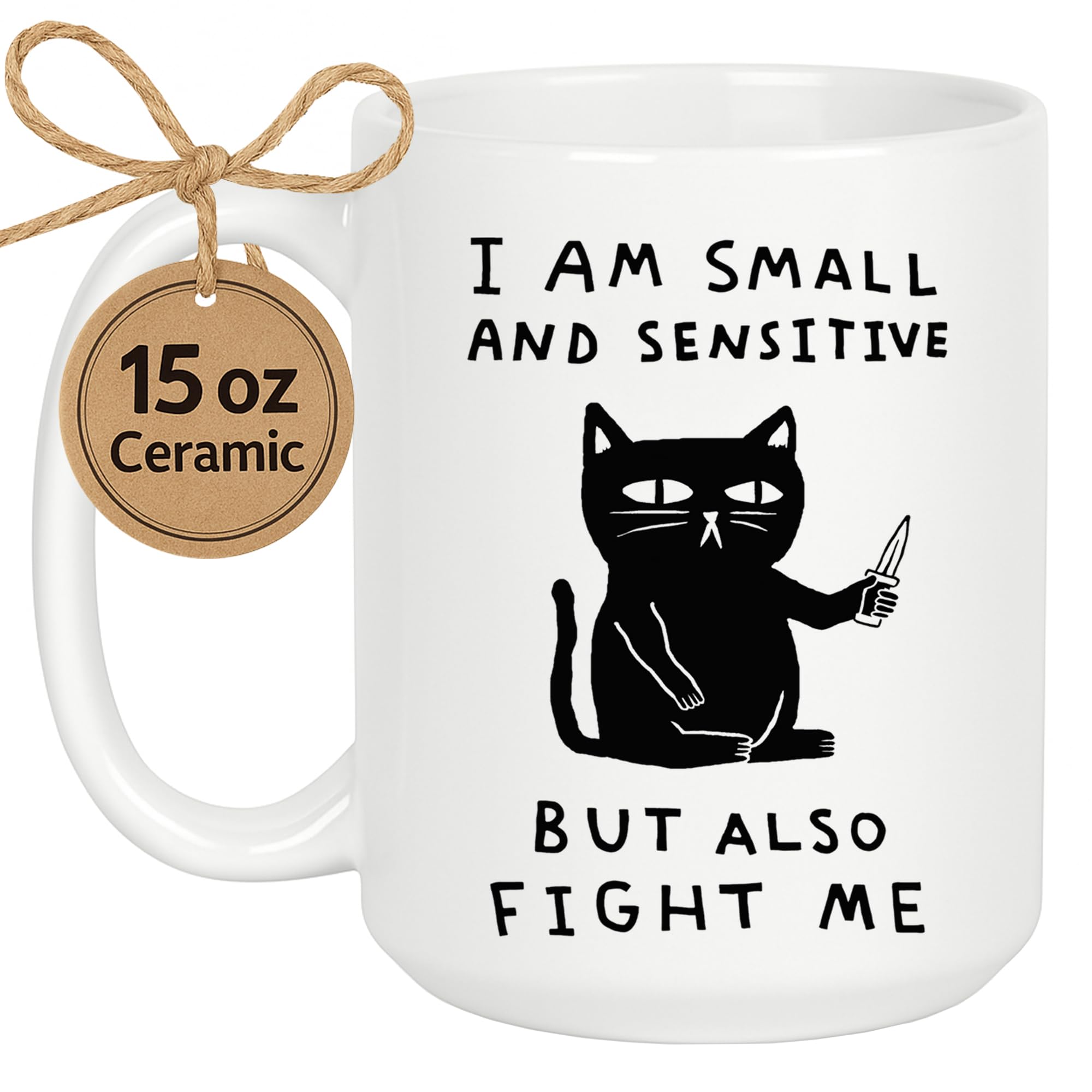 LookHUMAN Cute Cat Mug - Funny Coffee Mugs Adult Humor, Double-Sided Print Ceramic Coffee Cups, Funny Coffee Mug as Hilarious Coffee Mugs & Cat March - Dishwasher Safe Novelty Coffee Mugs, 15oz