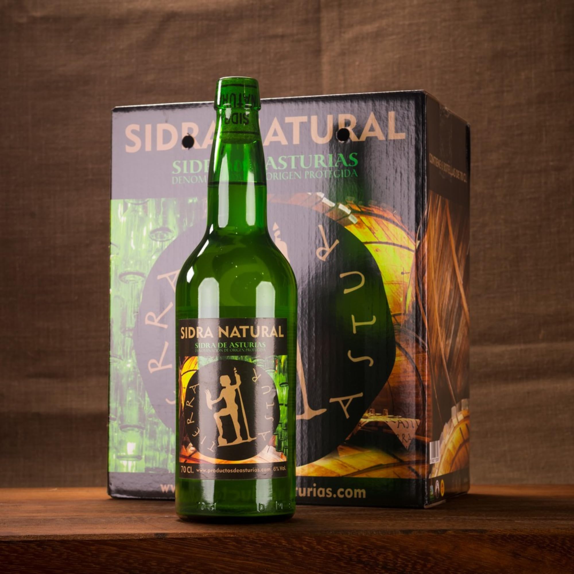 Sidra Asturiana DOP | Pack 6 Botellas 70 cl de Sidra Asturiana – 100% Manzana de Asturiana, 6% Vol