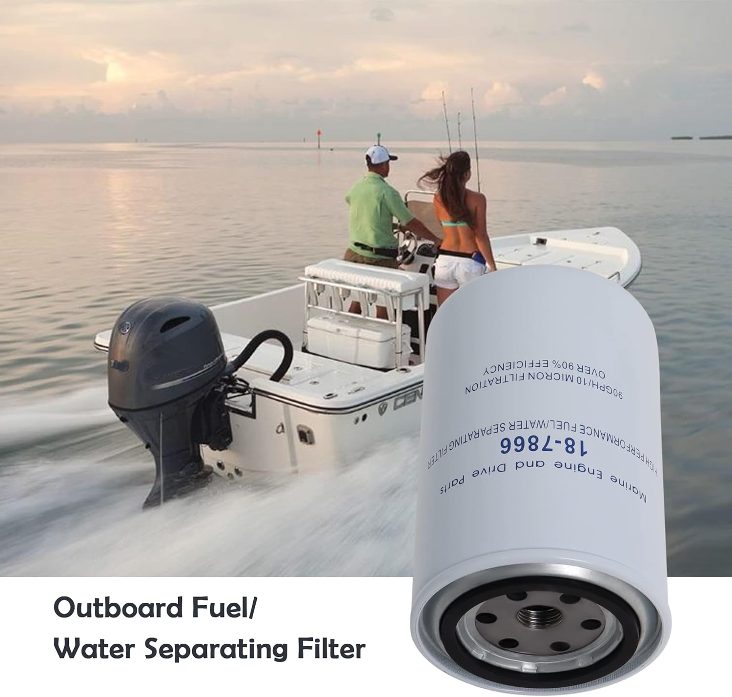 18-7866 Fuel/Water Separating Filter 10 Micron Compatible with Yamaha MAR-10MEL-00-00 MAR-FUELF-IL-TR Sierra 18-7866 Mallory 9-37807 Outboard Motors - 2 Pack