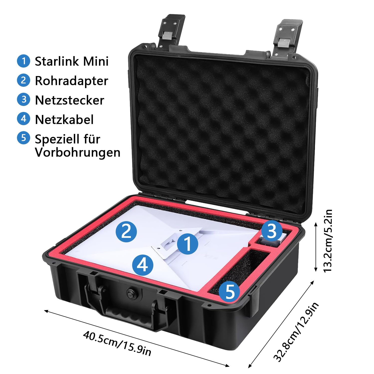 Custodia rigida per Starlink Mini, impermeabile e resistente allo sporco, custodia rigida in polipropilene con maniglia, compatibile con accessori Starlink Mini, alimentatore, cavo e supporto