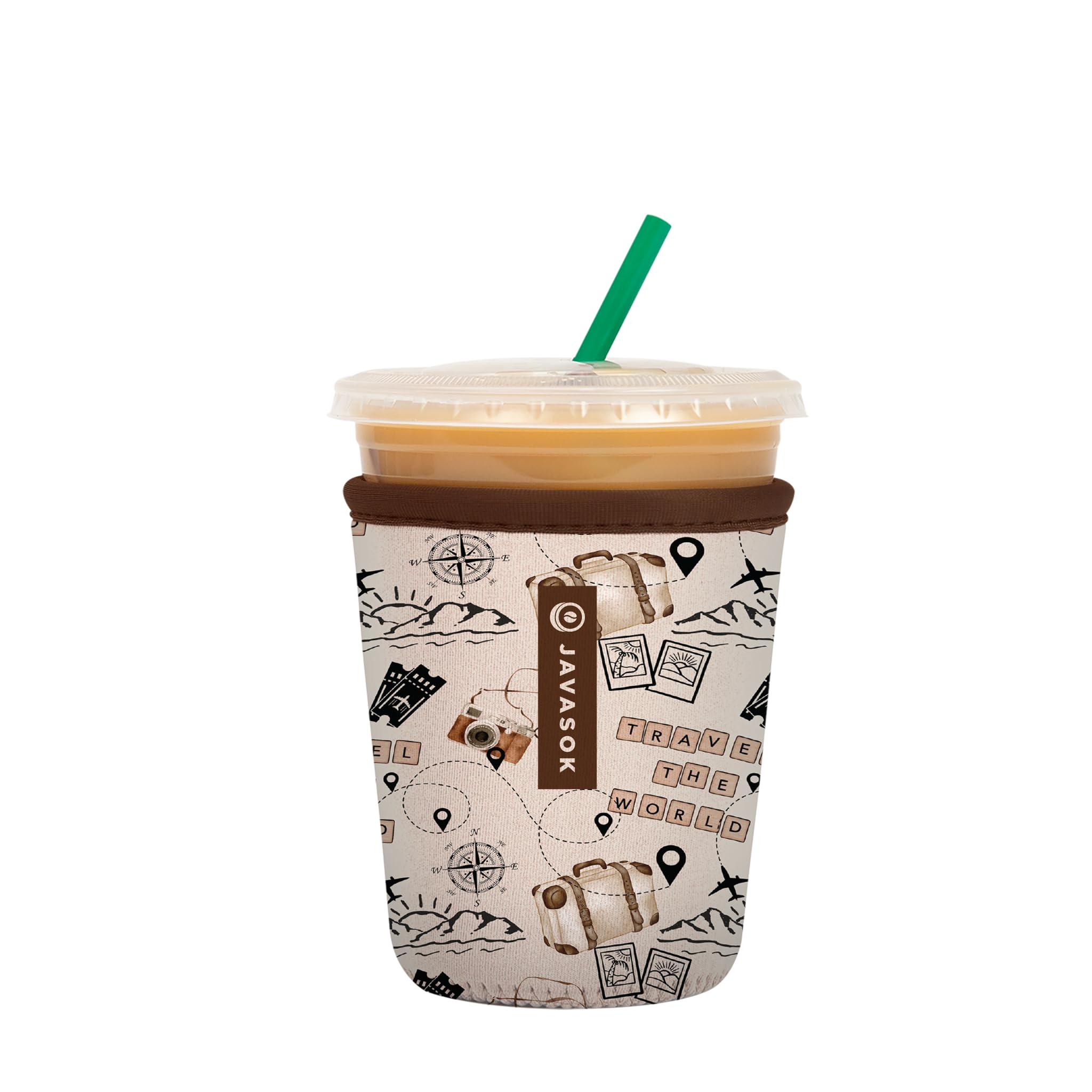 Sok It JavaSok Iced Coffee &amp; Cold Soda Insulated Neoprene Cup Sleeve (The Scenic Route, Small: 16-20oz)