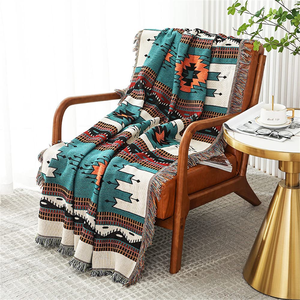 HomesySouthwestern Throw Blankets Navajo Aztec Throws and Blankets Multi-Function Throw for Couch Chair Sofa Bed Home Outdoor Beach Travel 63"x87"
