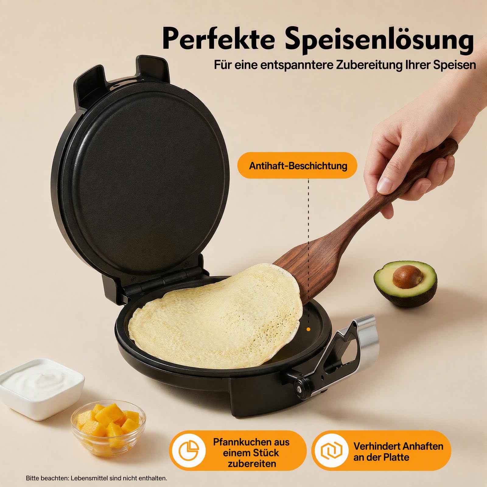Roti Maker 1200W Tortilla Presse mit Temperaturregler