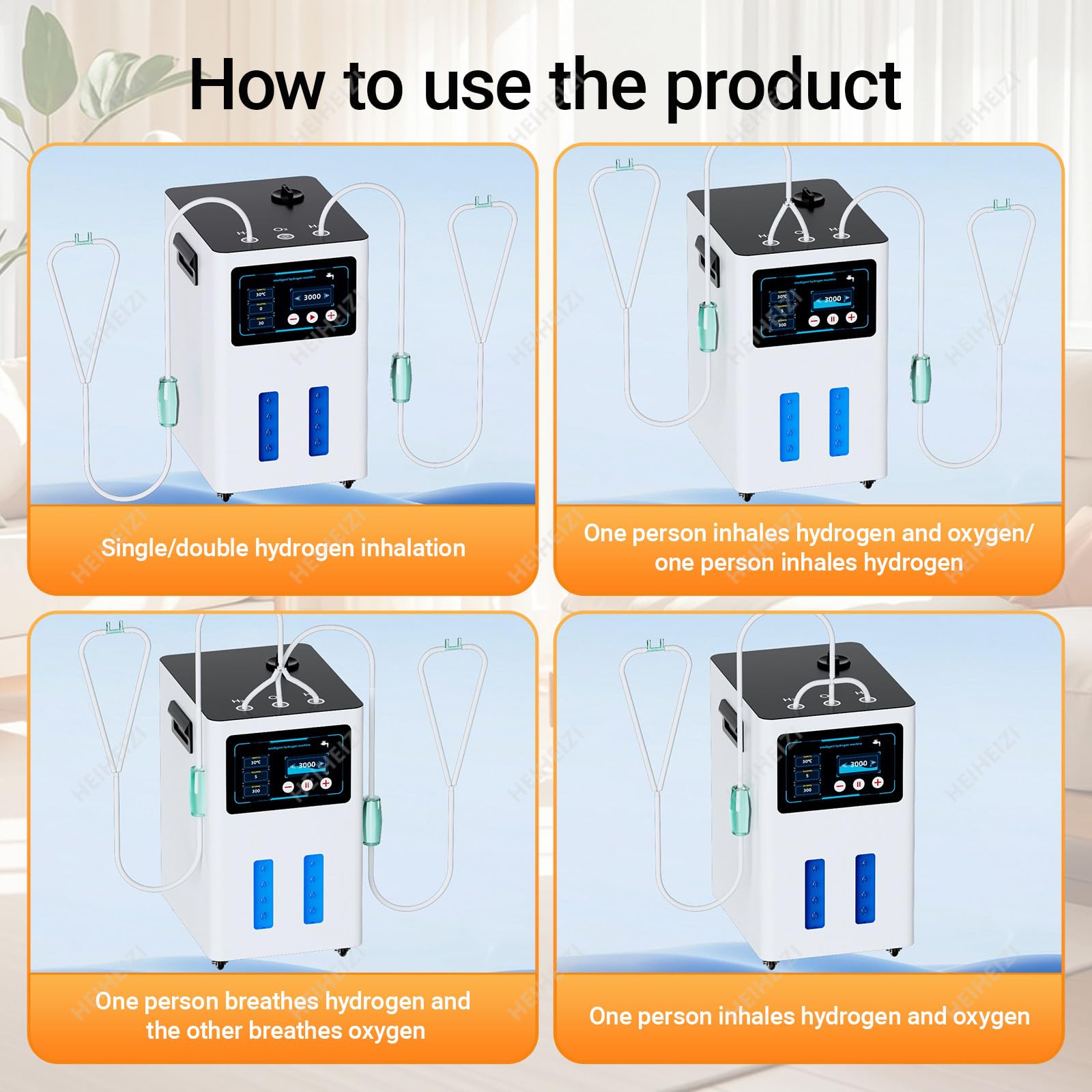 Neuer Wasserstoffgenerator, Browns-Gas-Inhalationssystem, 99,99% hochreines, geräuscharmes Wasserstoff-Inhalationsgerät, SPE-PEM-Technologie, für den Heimgebrauch White-1500ml/min
