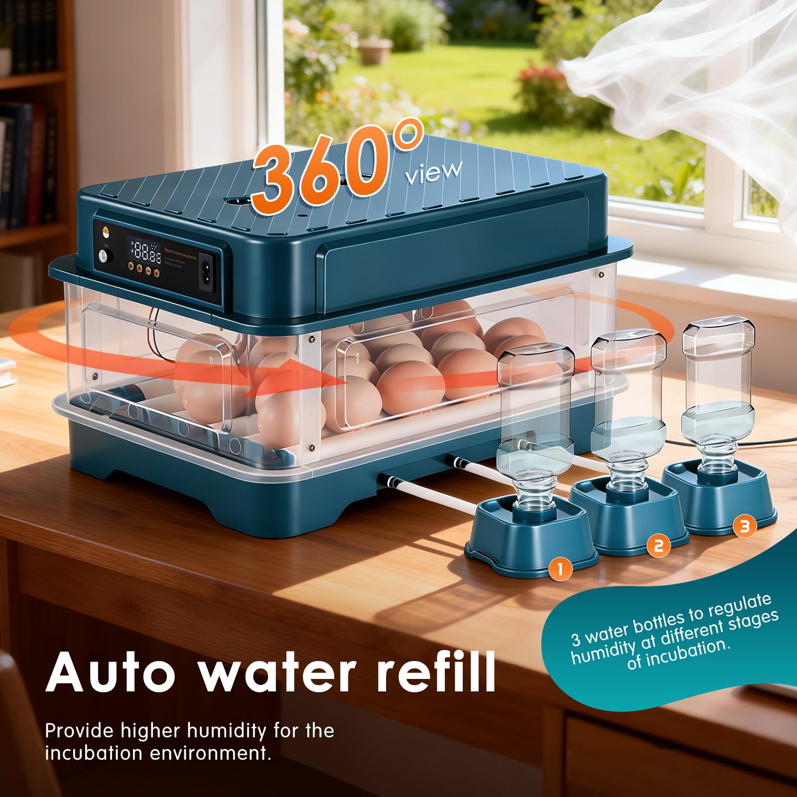 Incubadoras para incubar huevos, incubadora de 24 huevos con volteo automático y control de temperatura, llenado automático de agua, diseño de ventilación para gallinas, codornices y huevos de aves