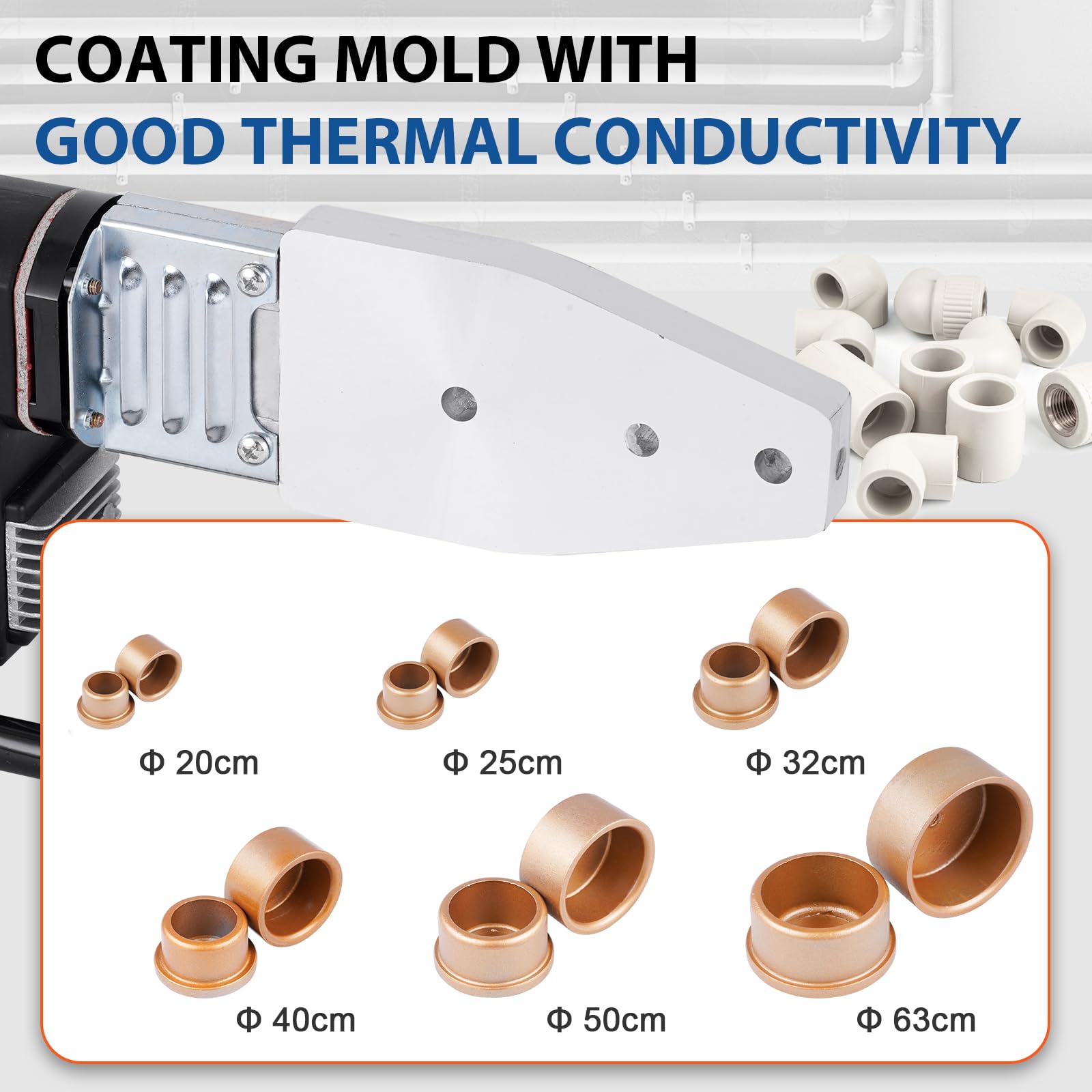 BAOSHISHAN Máquina de soldadura de tuberías1000W Soldador de fusión en caliente para tuberías de plástico 20/25/32/40/50/63mm para tuberías PPR PE PP