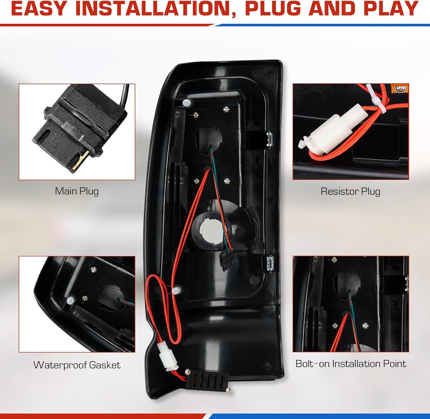3PCs Led Tail Lights Assembly, Tail Lights Pair+3rd Brake Lamp Fit for 1994-2001 Ram 1500, 1994-2002 Ram 2500 3500, Clear Lens, Only Fit Factory Incandescent Models