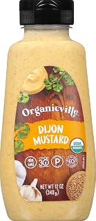 Organicville Organic Dijon Mustard - Gluten-Free, Vegan, Keto, Paleo, Whole30, USDA Organic, Non-GMO - 12oz Jar