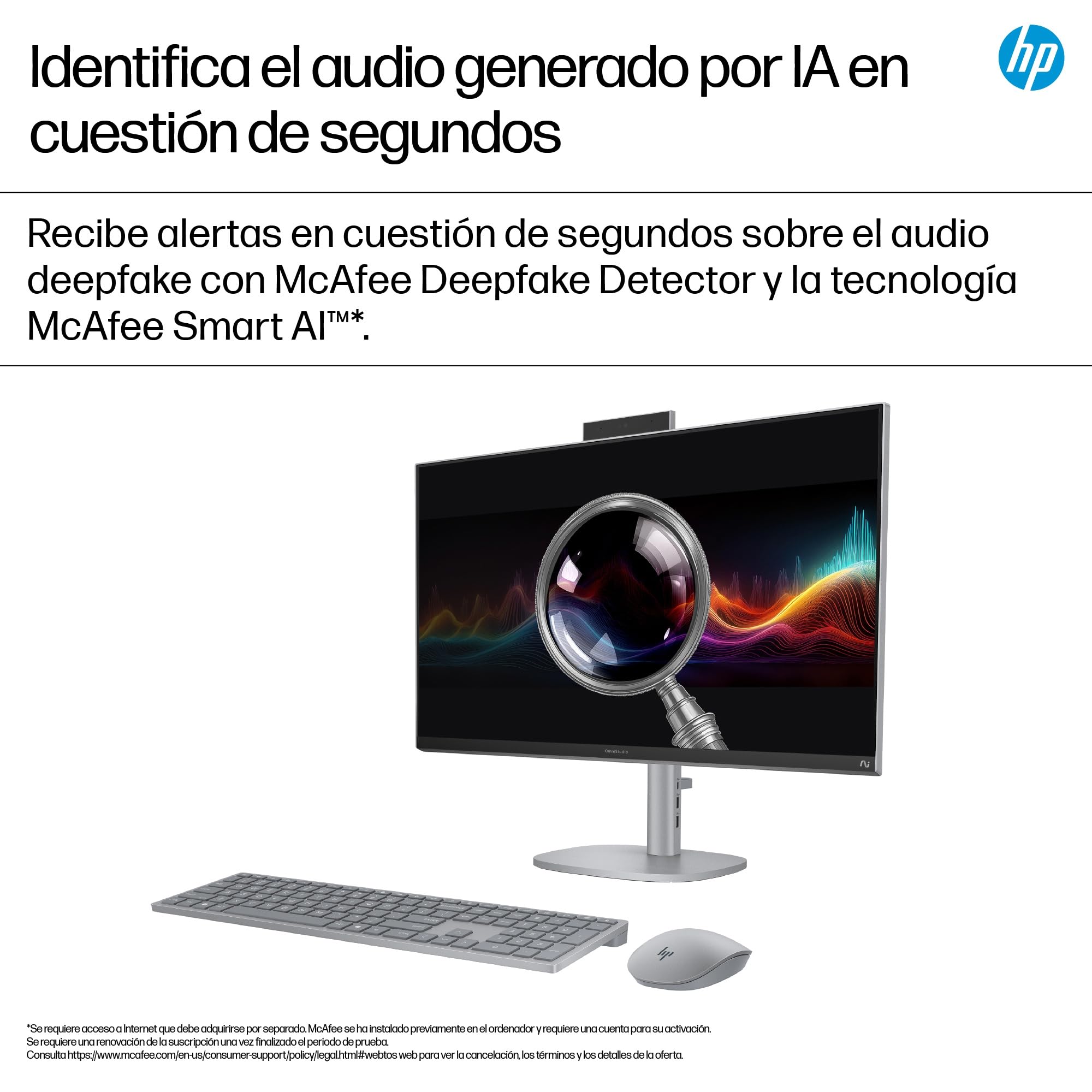 HP OmniStudio X All-in-One 27" 4K UHD (Procesador Intel Core Ultra 7 258V con IA, 32GB RAM, 1TB SSD, Gráficos Intel ARC, Windows 11 Home) Teclado QWERTY Español - Silver