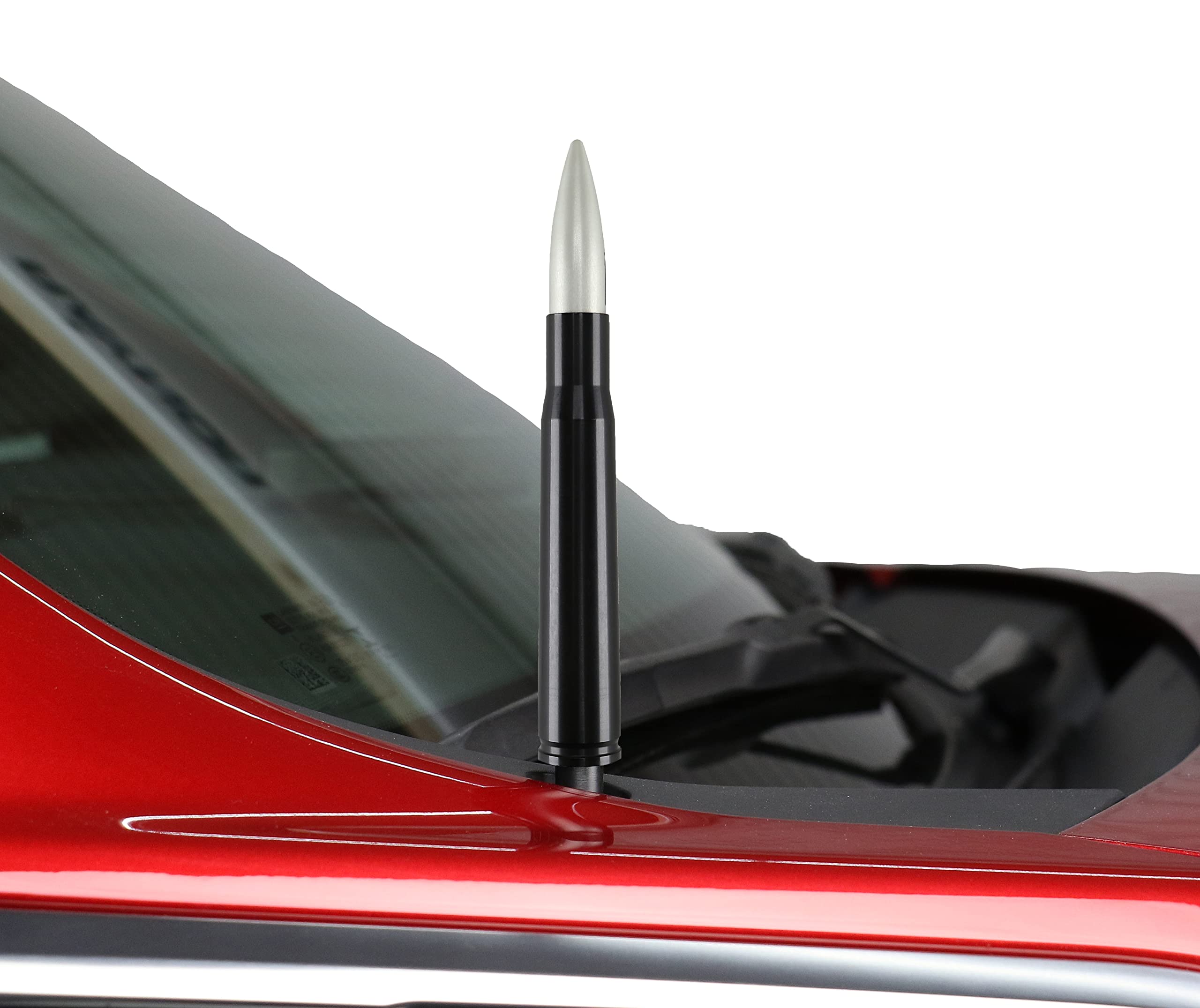 Votex - Made in USA - 50 Caliber Black with Silver Bullet Aluminum Antenna - - Fits Ford F150 - F250 - F350 | Jeep Wrangler - Gladiator | Toyota Tacoma - Tundra | Chevrolet Silverado | GMC Sierra